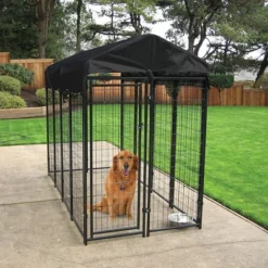 Lucky Dog 8ft X 4ft X 6ft Large Outdoor Dog Kennel Playpen Crate With Heavy Duty Welded Wire Frame And Waterproof Canopy Cover, Black (3 Pack)