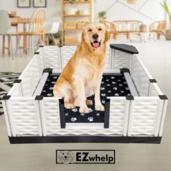 EZwhelp EZclassic 38" X 38" Modular Puppy Dog Whelping Box Playpen With Safety Rails, Washable Pee Pad, And Liner For Small Dogs, Black Pawprint Pad 7 EZwhelp EZclassic 38" X 38" Modular Puppy Dog Whelping Box Playpen With Safety Rails, Washable Pee Pad, And Liner For Small Dogs, Black Pawprint Pad -PawHut Store GUEST 3699dfb6 5ce0 43db 96b5 d00ad6a45884