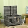 PawHut Rattan Cat Bed With Removable Divider, Double-Room Wicker Cat Beds For Indoor Cats, Pet Furniture For 2 Cats, Cushions, Outdoor Indoor, Gray