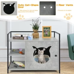 Costway Cat Litter Box Enclosure Hidden Litter Furniture Cabinet W/ 2-Tier Storage Shelf 14 Costway Cat Litter Box Enclosure Hidden Litter Furniture Cabinet W/ 2-Tier Storage Shelf -PawHut Store GUEST 380446a5 669e 4054 9ea6 bc934bd57418