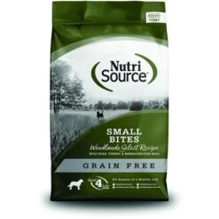 NutriSource Grain Free Woodlands Small Bites Made With Wild Boar, Turkey And Menhaden Fish Dog Food - 15LB