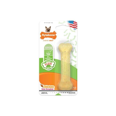 Nylabone Flexi Chicken Flavor Chew Dog Bone Toy - Wolf (1 Pack) 2 Nylabone Flexi Chicken Flavor Chew Dog Bone Toy - Wolf (1 Pack) - Image 2