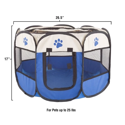 Pop-Up Pet Playpen - 26-Inch Indoor And Outdoor Dog Kennel With Carrying Bag - Portable Pet Enclosure For Dogs And Small Animals By PETMAKER (Blue) 1 Pop-Up Pet Playpen - 26-Inch Indoor And Outdoor Dog Kennel With Carrying Bag - Portable Pet Enclosure For Dogs And Small Animals By PETMAKER (Blue)
