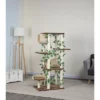 Go Pet Club 56" Forest Cat Tree House Furniture With Leaves F2094 - Beige/Brown