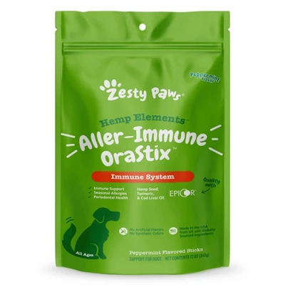 Zesty Paws Hemp Elements Allergy Immune OraStix For Dogs - Peppermint Flavor 3 Zesty Paws Hemp Elements Allergy Immune OraStix For Dogs - Peppermint Flavor - Image 3