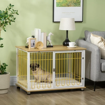 PawHut Modern Medium Dog Crate End Table With Soft Cushion, Wooden Dog Crate Bed Indoor Dog Kennel Furniture With Washable Cushion Cover 1 PawHut Modern Medium Dog Crate End Table With Soft Cushion, Wooden Dog Crate Bed Indoor Dog Kennel Furniture With Washable Cushion Cover