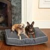 Winn + Willow Sadie Piping Dog And Cat Bed - Charcoal And Gray