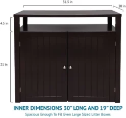 Arf Pets Large Cabinet Cat Litter Box Enclosure Furniture - Espresso