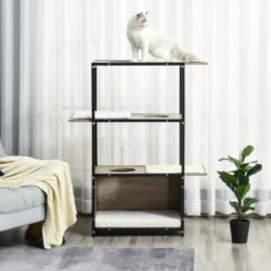 PawHut 48"H Cat Tree Cat Activity Tower With 3 Climbing Platforms, 1 Condo, Scratch Pad And Removable Cushions, Gray/Black 9 PawHut 48"H Cat Tree Cat Activity Tower With 3 Climbing Platforms, 1 Condo, Scratch Pad And Removable Cushions, Gray/Black -PawHut Store GUEST 3d3d233b 40f5 4bb1 8322 2fa9b77db52b