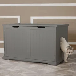 Merry Products Cat Washroom Storage Bench Furniture With Dual Doors And Removable Partition Wall For Hidden Litter Box Enclosure, Gray (2 Pack) 7 Merry Products Cat Washroom Storage Bench Furniture With Dual Doors And Removable Partition Wall For Hidden Litter Box Enclosure, Gray (2 Pack) -PawHut Store GUEST 3db9c84c 2813 4750 ac9b 73d49a8c24ba