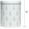 Amici Pet Pineapple Canister Decorative Metal Treat Storage Container With Figural Knob, Metallic Turquoise Accents