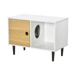 PawHut Cat Litter Box Enclosure Hidden Kitten Condo Decorative Side Table Pet House With Soft Cushion & Storage Space -PawHut Store GUEST 3f25e8ce e569 48b0 9fb5 e87c12c37369