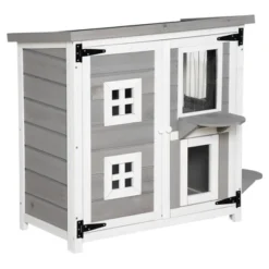 PawHut 2-Tier Cat House, Outdoor Feral Cat Shelter, With Weather Resistant Roof, Escape Door, PVC Curtain, Glass Window 12 PawHut 2-Tier Cat House, Outdoor Feral Cat Shelter, With Weather Resistant Roof, Escape Door, PVC Curtain, Glass Window -PawHut Store GUEST 3fca9666 3b18 4bfc 8dbb f94581e27fa5