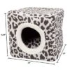 Pet Adobe Enclosed Cavern Cat Pet Bed - Cat Cave House With Removable Cushion Pad - Gray/Black
