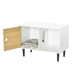 PawHut Cat Litter Box Enclosure Hidden Kitten Condo Decorative Side Table Pet House With Soft Cushion & Storage Space -PawHut Store GUEST 40d904fd 18a1 4d57 abb2 c121f6b69354