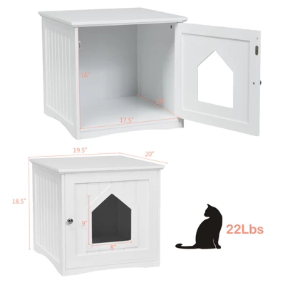 Tangkula Wooden Pet Cat House Litter Box Cat Washroom Nightstand Cat Storage Bench 8 Tangkula Wooden Pet Cat House Litter Box Cat Washroom Nightstand Cat Storage Bench - Image 8