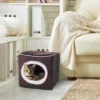 Pet Adobe Cozy Cave Enclosed Cube Pet Bed - Dark Coffee