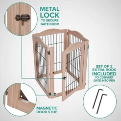 Arf Pets 30.5" Tall Freestanding 4-Panel Folding Dog Gate - Walnut -PawHut Store GUEST 44df8571 50c5 44f9 bec8 95c8a998c215
