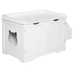 PawHut Wooden Cat Litter Box Enclosure Kitten House With Nightstand End Table And Storage Rack Magnetic Doors -PawHut Store GUEST 451ddf44 6ba0 4305 ad08 2b42e972cbdd