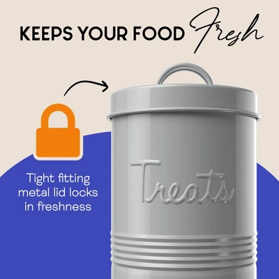 Amici Pet Retro Treats Storage Canister, 72 Oz. , Gray 3 Amici Pet Retro Treats Storage Canister, 72 Oz. , Gray - Image 3