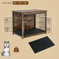 Tangkula Wooden Dog Crate Furniture With Pad Bed Double Doors Dog Kennel End Table -PawHut Store GUEST 45d1cffd ba31 4850 99e5 f25f5b4da613