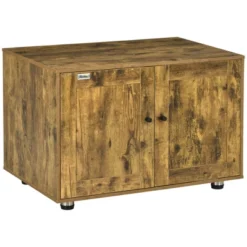 PawHut Rustic Farmhouse Cat Litter Box Furniture With Double Doors, Hidden Kitty Litter Enclosure Table, Darkness & Privacy, Wooden Pet End Table -PawHut Store GUEST 4603dac8 4ac0 4ebb bfee 3969f5189f18