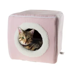 Cat House - Indoor Bed With Removable Foam Cushion - Cat Cave For Puppies, Rabbits, Guinea Pigs, Hedgehogs, And Other Small Animals By PETMAKER (Pink) -PawHut Store GUEST 463890b4 5225 4832 8a9f 98bf8e90fffc