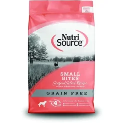 NutriSource Seafood Select Grain-Free Small Bites Made With Salmon And Menhaden Fish Meal Dry Dog Food - 15LB