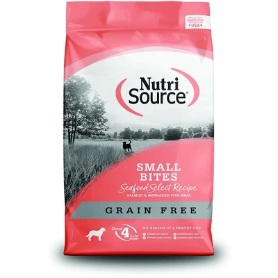 NutriSource Seafood Select Grain-Free Small Bites Made With Salmon And Menhaden Fish Meal Dry Dog Food - 15LB 1 NutriSource Seafood Select Grain-Free Small Bites Made With Salmon And Menhaden Fish Meal Dry Dog Food - 15LB