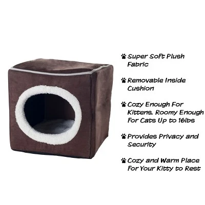Pet Adobe Cozy Cave Enclosed Cube Pet Bed - Dark Coffee 3 Pet Adobe Cozy Cave Enclosed Cube Pet Bed - Dark Coffee - Image 3