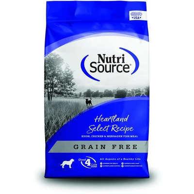 NutriSource Grain-Free Heartland Select Made With Bison, Chicken And Menhaden Fish Meal Dry Dog Food - 5LB 1 NutriSource Grain-Free Heartland Select Made With Bison, Chicken And Menhaden Fish Meal Dry Dog Food - 5LB