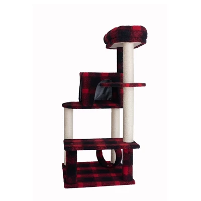 Armarkat B5008 50-Inch Classic Real Wood Cat Tree With Veranda, Bench, Mini Perch, And Spacious Lounger In Scotch Plaid 7 Armarkat B5008 50-Inch Classic Real Wood Cat Tree With Veranda, Bench, Mini Perch, And Spacious Lounger In Scotch Plaid - Image 7