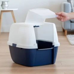 IRIS Jumbo Hooded Litter Box For Cats - Navy -PawHut Store GUEST 4ba22980 b14a 47c3 ac35 735ab3f503e4