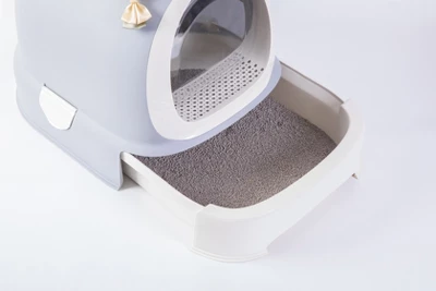 PawsMark Fully Enclosed Hooded Litter Pan With Front Entry Odor Close Door, Cat Litter Scoop Included 4 PawsMark Fully Enclosed Hooded Litter Pan With Front Entry Odor Close Door, Cat Litter Scoop Included - Image 4