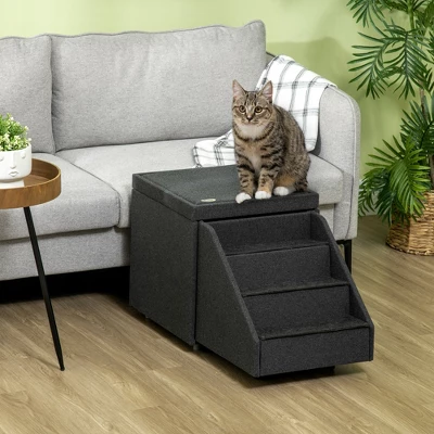 PawHut 3-in-1 Living Room Storage, Cat/Dog Steps For Couch, Footrest Ottoman, Cat/Dog Stairs For Small Dogs, Old Cats 1 PawHut 3-in-1 Living Room Storage, Cat/Dog Steps For Couch, Footrest Ottoman, Cat/Dog Stairs For Small Dogs, Old Cats