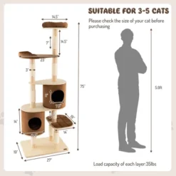 Costway 75'' Multi-layer Wooden Cat Tree Indoor Tower Activity Play Center With 2 Condos -PawHut Store GUEST 518124d7 ccd1 48ae ab4b 00dae8a54518