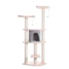 Armarkat 64" Real Wood Cat Tree With Scractch Sisal Post, Soft-side Playhouse, A6401, Almond