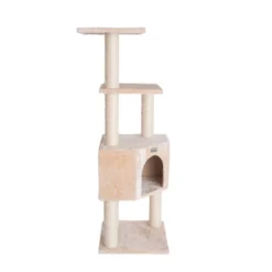GleePet GP78480321 48-Inch Real Wood Cat Tree In Beige With Perch And Playhouse -PawHut Store GUEST 53677b51 2f80 4e55 8811 05cc32d2d37c