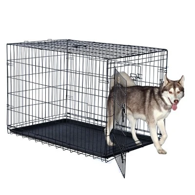 Dog Kennel - 42-Inch Dog Crate With Doors For Front And Side Access - Collapsible Dog Crate With Divider Wall Panel For Large Dogs By PETMAKER (Black) 3 Dog Kennel - 42-Inch Dog Crate With Doors For Front And Side Access - Collapsible Dog Crate With Divider Wall Panel For Large Dogs By PETMAKER (Black) - Image 3