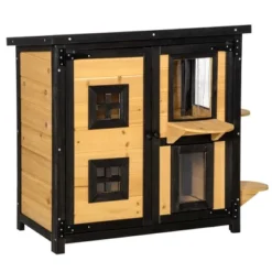 PawHut 2-Tier Cat House, Outdoor Feral Cat Shelter, With Weather Resistant Roof, Escape Door, PVC Curtain, Glass Window 13 PawHut 2-Tier Cat House, Outdoor Feral Cat Shelter, With Weather Resistant Roof, Escape Door, PVC Curtain, Glass Window -PawHut Store GUEST 55fd2231 477e 469f b149 0815e533b071