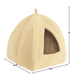 Pet Adobe Enclosed Igloo Cat Bed - Pet Tent With Removable Cushion Pad - Tan -PawHut Store GUEST 5698693c bf0c 4e27 a8cd d05bbb4da574