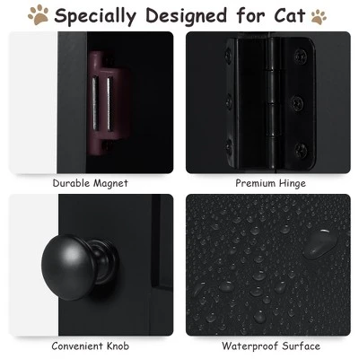 Costway 2-tier Litter Box Enclosure Furniture Hidden Cat House W/ Anti-toppling Device 7 Costway 2-tier Litter Box Enclosure Furniture Hidden Cat House W/ Anti-toppling Device - Image 7