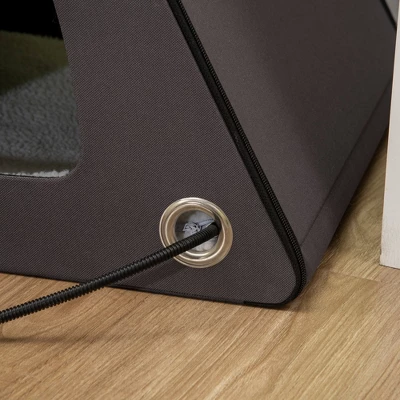 PawHut Heated Cat House A-Frame Pet Shelter With Zippered Water-resistant Roof For Indoor And Outdoor 4 PawHut Heated Cat House A-Frame Pet Shelter With Zippered Water-resistant Roof For Indoor And Outdoor - Image 4