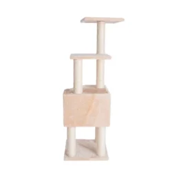 GleePet GP78480321 48-Inch Real Wood Cat Tree In Beige With Perch And Playhouse -PawHut Store GUEST 5bf2332b e639 474f bdb2 4fae49165699