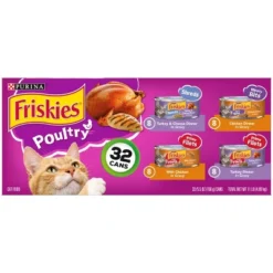 Purina Friskies Shreds, Meaty Bits & Prime Filets With Chicken, Turkey And Cheese Flavor Wet Cat Food - 5.5oz/32ct Variety Pack