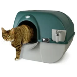 Omega Paw Roll'n Clean Unique No Scoop Self-Cleaning Home Cat Litter Box, Green & Omega Paw Paw Cleaning Litter Box Mat For Cats, Grey -PawHut Store GUEST 5f0ec47d b87c 4592 a90b 79f3c767986d