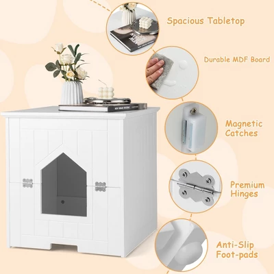 Tangkula Cat Litter Box Enclosure W/ Flip Magnetic Half Door Hidden Litter Box Enclosure 6 Tangkula Cat Litter Box Enclosure W/ Flip Magnetic Half Door Hidden Litter Box Enclosure - Image 6