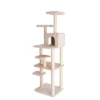 GleePet GP78748 74-Inch Real Wood Cat Tree With Seven Levels, Beige/Silver Gray