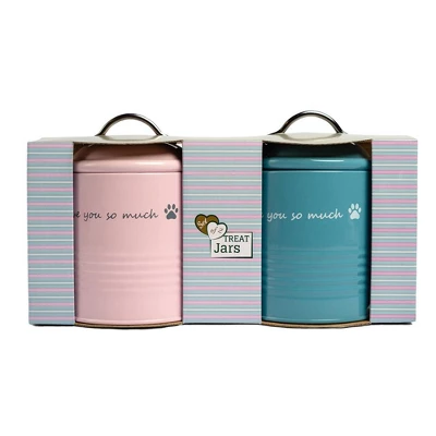 American Pet Supplies I Love You So Much Dog Treat Canister Gift Set (Pink And Blue) 1 American Pet Supplies I Love You So Much Dog Treat Canister Gift Set (Pink And Blue)
