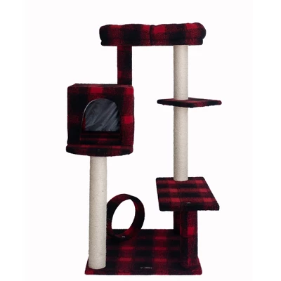 Armarkat B5008 50-Inch Classic Real Wood Cat Tree With Veranda, Bench, Mini Perch, And Spacious Lounger In Scotch Plaid 8 Armarkat B5008 50-Inch Classic Real Wood Cat Tree With Veranda, Bench, Mini Perch, And Spacious Lounger In Scotch Plaid - Image 8